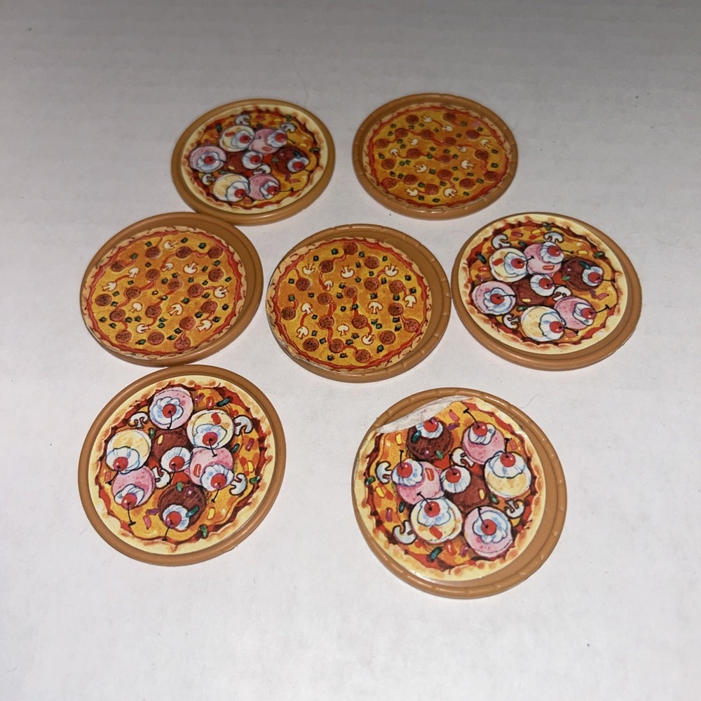 Pizza Thrower TMNT 1989 Vintage Set‎ Of 7 Pizza Throwing Discs B4